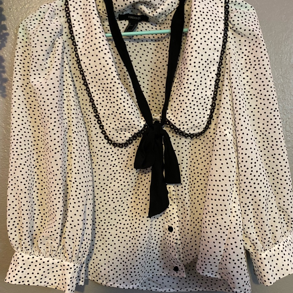 A polka dot blouse